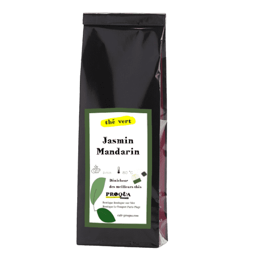 Offre sur le thé jasmin mandarin de la marque Dammann Frères. Pour 100 grammes achetés, 50 grammes offerts.