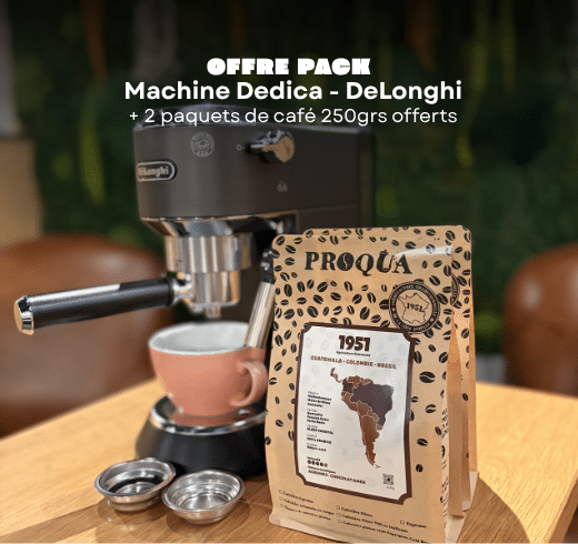 OFFRE PACK MACHINE A CAFE DEDICA ET 2 PAQUETS DE CAFÉ EN GRAINS 1951 OFFERTS (250gs)