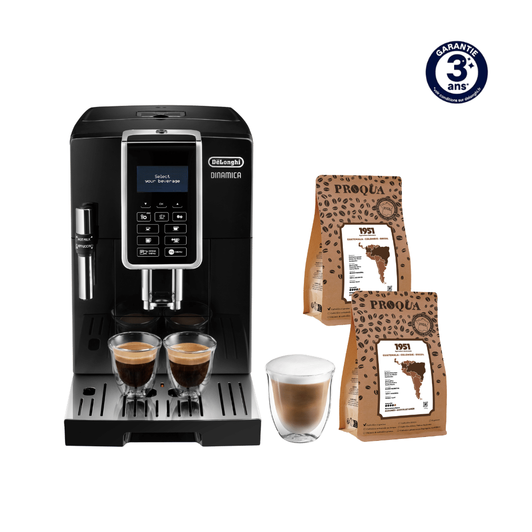 MACHINE À CAFÉ À GRAINS DINAMICA FEB3535.B DELONGHI + 500G DE CAFÉ OFFERTS