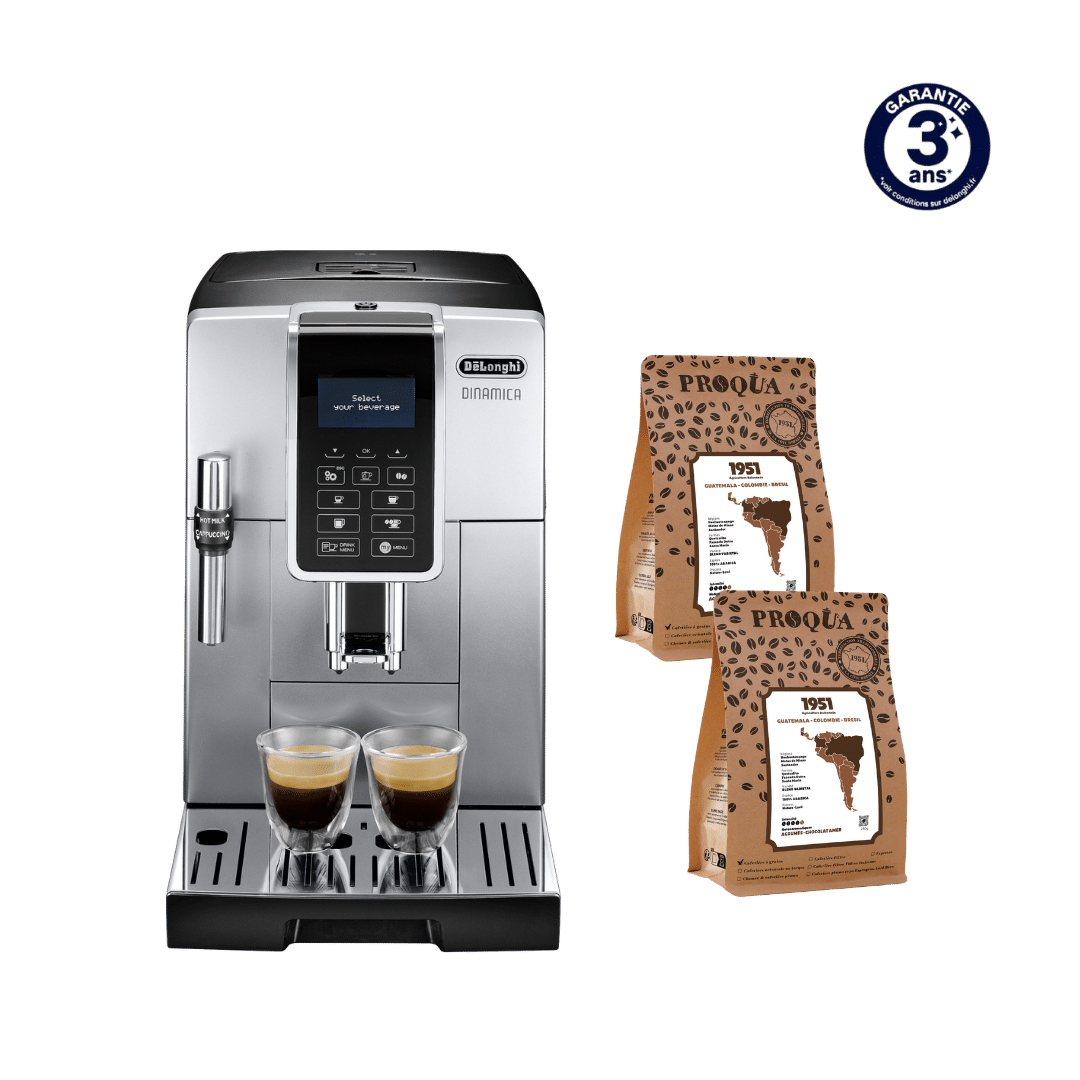 MACHINE À CAFÉ À GRAINS DINAMICA METAL 3535.SB + 500G de café 1951 offerts