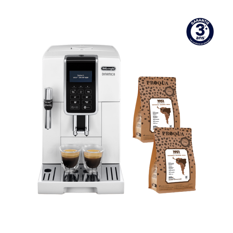 MACHINE À CAFÉ À GRAINS DINAMICA BLANCHE 3535.W + 500G DE CAFÉ OFFERTS