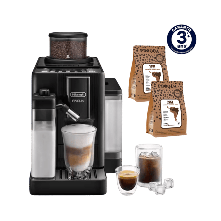 MACHINE À CAFÉ À GRAIN RIVELIA START NOIR ONYX FEB4255.B + 2 PAQUETS DE CAFÉ OFFERTS