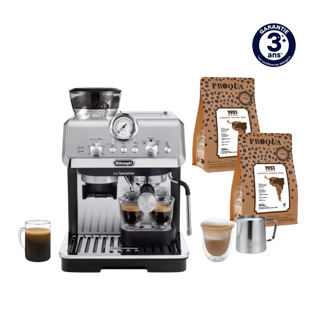 MACHINE À CAFÉ À GRAINS LA SPECIALISTA ARTE METAL NOIR EC9155.MB DELONGHI + 500G DE CAFÉ 1951 OFFERTS (2x250g)