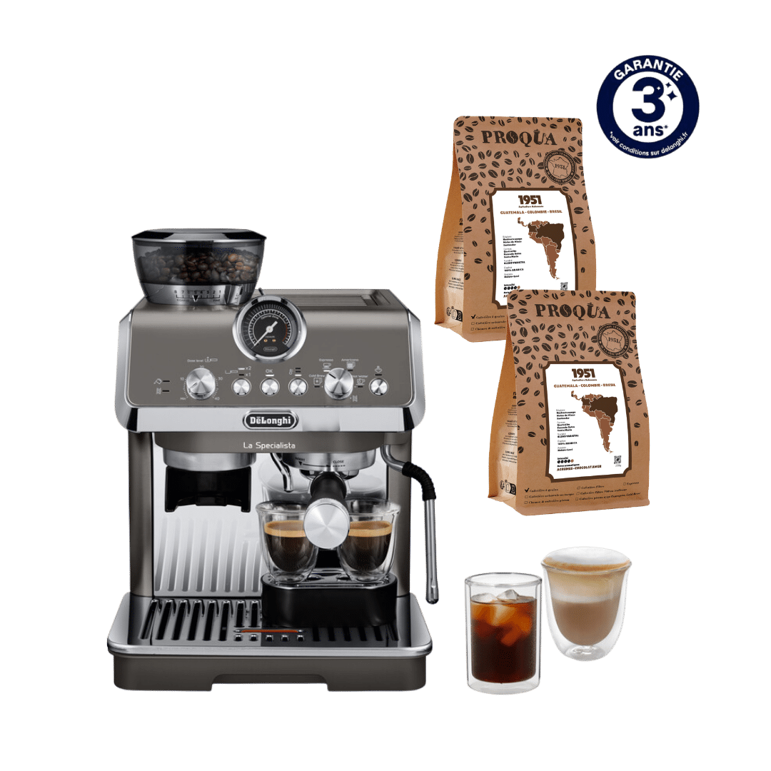 MACHINE À CAFÉ À GRAINS LA SPECIALISTA ARTE EVO TITANIUM EC9255.T DELONGHI + 500G DE CAFÉ 1951 OFFERTS (2x250g)
