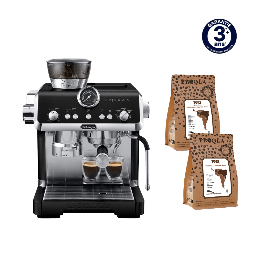 MACHINE À CAFÉ À GRAINS LA SPECIALISTA OPERA BLACK EC9555.BK DELONGHI + 500G DE CAFÉ 1951 OFFERTS (2x250g)