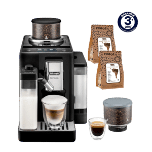 MACHINE À CAFÉ À GRAIN RIVELIA LATTE NOIR ONYX FEB4455.B + 2 PAQUETS DE CAFÉ OFFERTS
