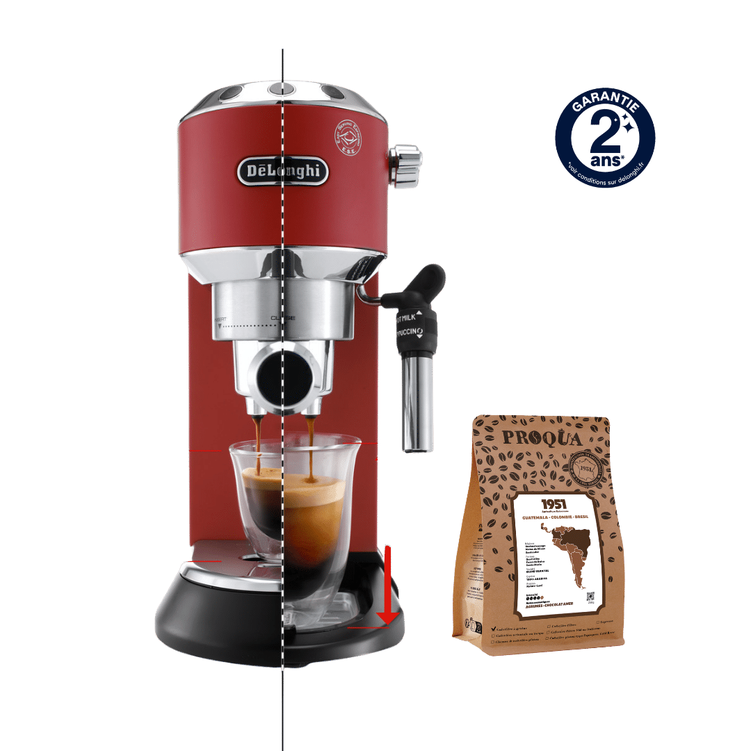MACHINE À CAFÉ DEDICA ROUGE EC695.R DELONGHI + 250G DE CAFÉ 1951 OFFERTS