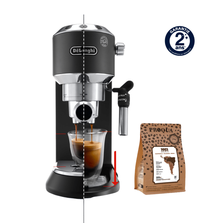 MACHINE À CAFÉ EXPRESSO DEDICA NOIR MAT EC695.BK + 250G DE CAFÉ 1951 OFFERTS