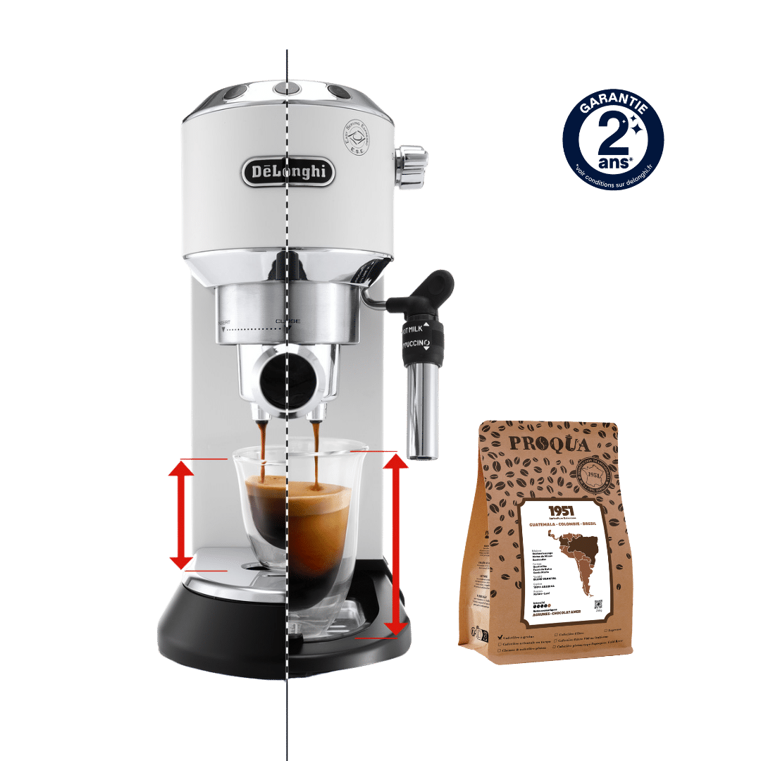 MACHINE À CAFÉ EXPRESSO BLANCHE EC695.W DELONGHI + 250G DE CAFÉ 1951 OFFERTS